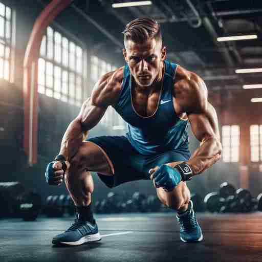 Un atleta in azione durante un allenamento intenso, con energia e concentrazione.
