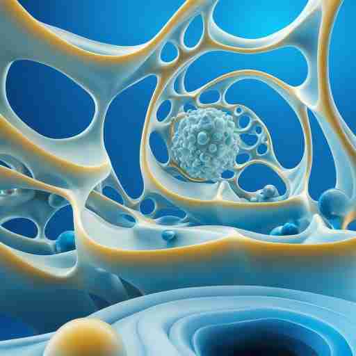 Illustrazione di una struttura di condroitina su uno sfondo blu astratto