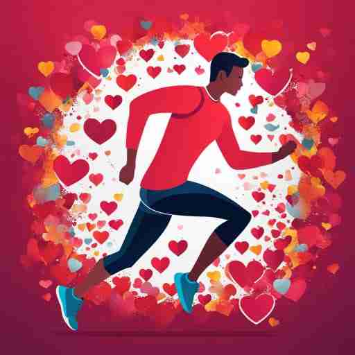 Battiti Felici: Esercizio Fisico per una Salute Cardiovascolare Vibrante - Un'illustrazione di una persona in attività fisica, circondata da cuori pulsanti, simboleggiando il legame tra esercizio fisico e salute del cuore.