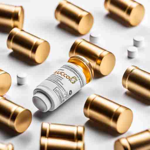 Confezione di integratori di glucosamina con il simbolo delle articolazioni su uno sfondo bianco