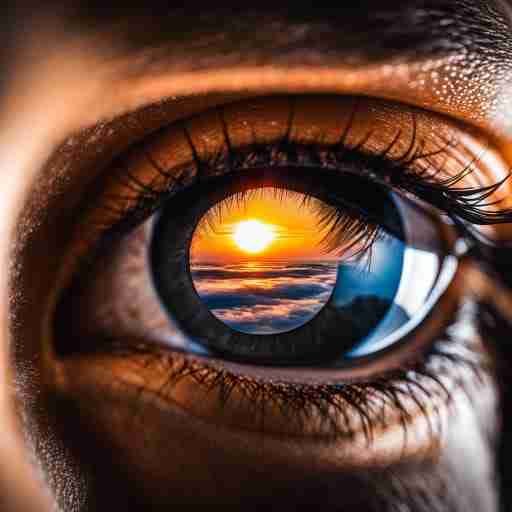 Conclusione: Il Viaggio verso Occhi Sani e Luminosi - Immagine di un tramonto con occhi luminosi che rappresenta il raggiungimento della salute oculare ottimale