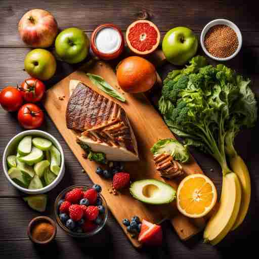 Un nutrizionista che consiglia un atleta su una dieta equilibrata, con una lavagna piena di suggerimenti.