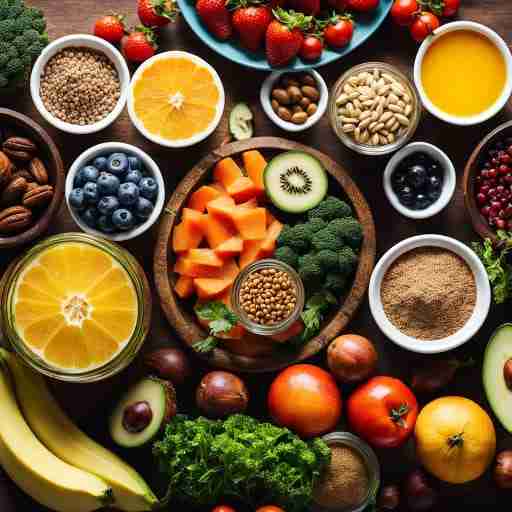 Ruolo della Dieta nella Salute Oculare: Nutrimento per Occhi Radianti - Immagine di una tavola imbandita con alimenti ricchi di nutrienti per la salute degli occhi