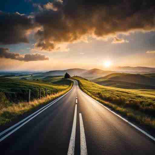 Illumina il Tuo Percorso verso Occhi Radianti e Protetti - Immagine introduttiva con una strada illuminata che porta a un paesaggio con occhi luminosi e protetti