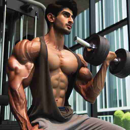 Un atleta che solleva pesi con facilità, mostrando muscoli definiti.