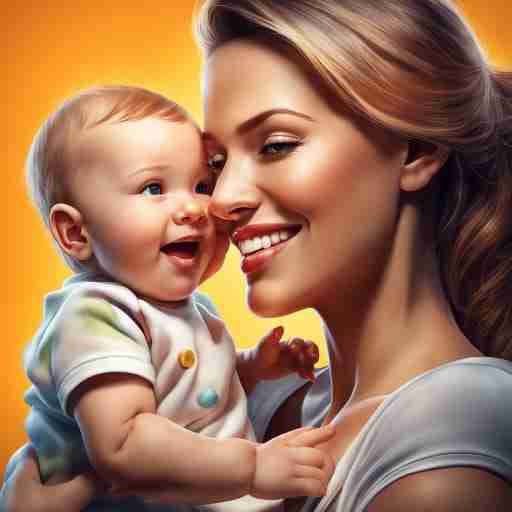 Una madre felice con il suo bambino, insieme a una selezione di integratori per la perdita di peso che sono sicuri e adatti per le mamme che allattano. Accanto potrebbe essere presente un'icona rappresentativa della maternità