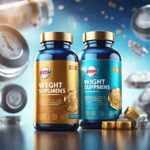 Un'immagine rassicurante di una bottiglia di integratori per la perdita di peso accompagnata da un sigillo di approvazione di un'autorità sanitaria riconosciuta o da un'icona che rappresenti la garanzia di sicurezza del prodotto