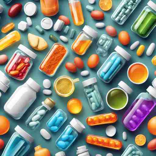 Una composizione visiva che rappresenti una varietà di tipi di integratori per la perdita di peso, come pillole, polveri, tè o integratori liquidi. Ogni tipo potrebbe essere rappresentato con un'icona chiara e facilmente riconoscibile