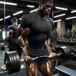 Atleta, Body Builder mentre si allena in palestra con l'ausilio delle proteine