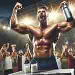 Integratori Pre Allenamento: Energia e Resistenza. Un atleta che esulta ed esprime forza ed energia grazie agli integratori pre workout