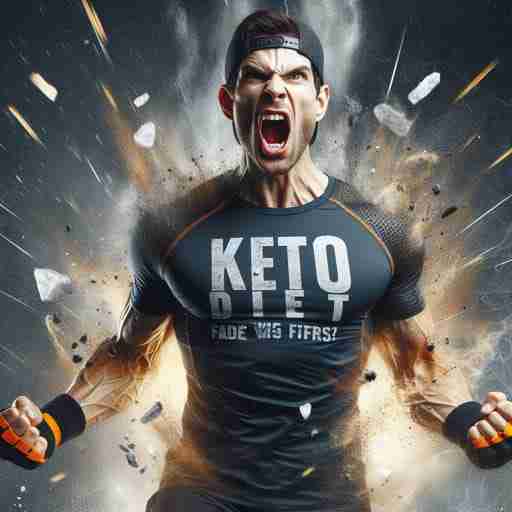 Carenze nutrizionali dieta keto: Integratori e alimenti essenziali per una salute ottimale. Atleta che esprime tutta la sua energia, sulla maglietta il testo dieta keto