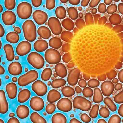 immagine che illustra i melanociti nella pelle che producono melanina in risposta all'esposizione solare.