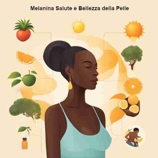 immagine che sintetizza l'importanza della melanina per la salute e la bellezza della pelle, sottolineando la necessità di un'adeguata protezione solare e di uno stile di vita sano.