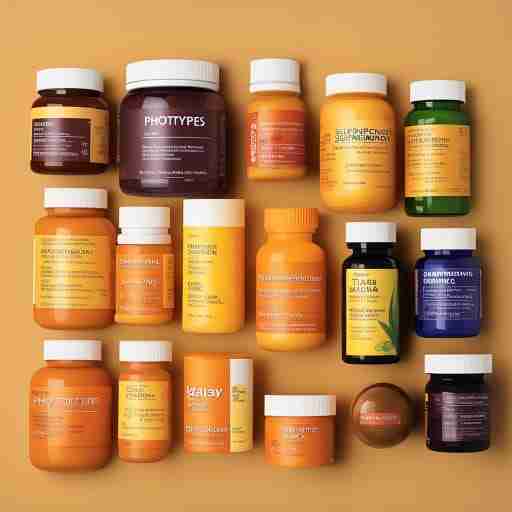 Integratori per l'abbronzatura specifici per fototipi chiari e scuri L'immagine mostra una selezione di integratori alimentari specifici per l'abbronzatura, con un accento sulla scelta consapevole in base al proprio fototipo