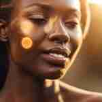 Un primo piano di una pelle radiosa e luminosa, che evoca salute e bellezza.