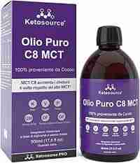 Olio MCT C8 Puro foto del prodotto, CHETONI RAPIDI: Fornisce una fonte pura di MCT specifico che metabolizza più rapidamente ed efficacemente in chetoni nel corpo