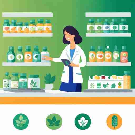 illustrazione che mostra un ricercatrice che controlla gli ingredienti per formulare l'integratore di spirulina