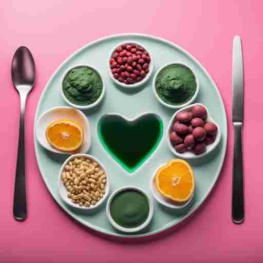 Un'immagine che rappresenta una bilancia in equilibrio. Su un piatto della bilancia, diversi formati di spirulina (compresse, polvere, liquido) circondati da icone che rappresentano i suoi benefici principali (un cuore per la salute cardiovascolare, un muscolo per la forza, un cervello per la concentrazione, uno scudo per il sistema immunitario