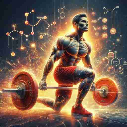 Creatina e beta-alanina in chetosi: Energia e resistenza per raggiungere il successo Esplosione di energia, forza esplosiva, muscoli scolpiti: l'immagine cattura l'essenza del potenziamento atletico indotto dalla creatina e dalla beta-alanina in una dieta chetogenica. L'atleta, le molecole colorate e lo sfondo infuocato sono un inno alla performance e alla determinazione