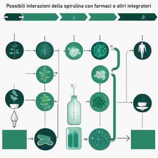infografica delle possibili interazioni dell'alghaspirulina con farmaci o altri integratori