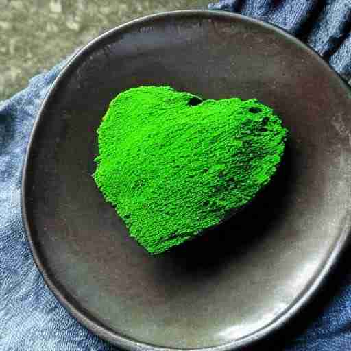 Conclusioni: La Spirulina, un Alleato Naturale per il Cuore Una ciotola piena di polvere di spirulina disposta a forma di cuore