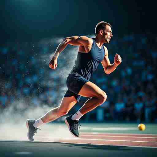 Il Magnesio nell'Alimentazione Sportiva: Un atleta in azione con una sovrapposizione grafica che mostra il ruolo del magnesio nella performance.