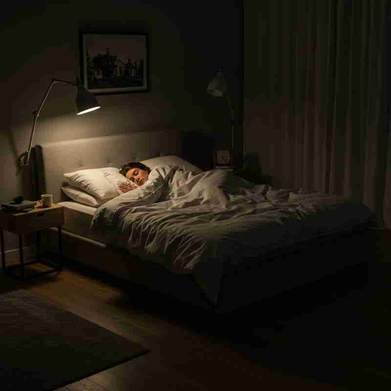 Persona che dorme profondamente in un letto accogliente e pacifico