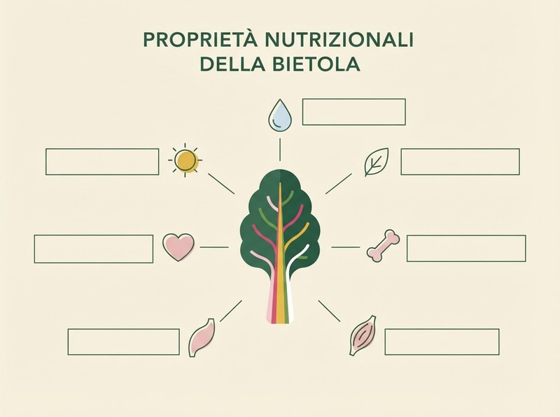 Infografica dei valori nutrizionali della bietola per 100 grammi